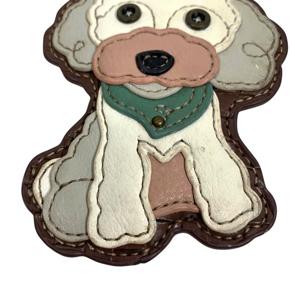 CUTE Chala Handbags Dog Keychain Coin Purse Faux Leather Woven Poodle Bucshon - Picture 5 of 5
